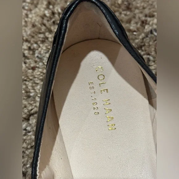 Cole Haan Women’s Black Faux Leather Tali Bow Ballet Flat Shoes size 7 - Picture 6 of 8